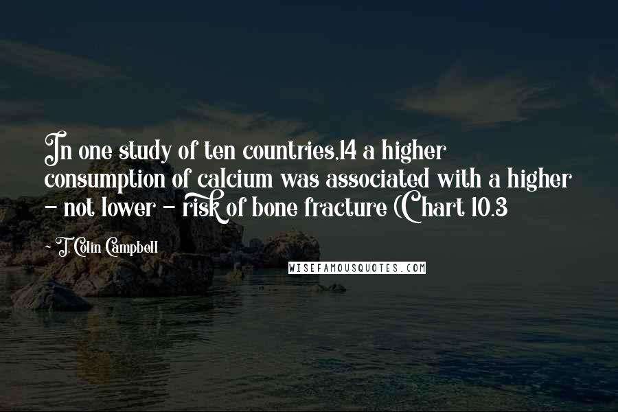 T. Colin Campbell Quotes: In one study of ten countries,14 a higher consumption of calcium was associated with a higher - not lower - risk of bone fracture (Chart 10.3
