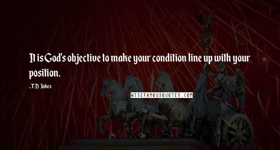 T.D. Jakes Quotes: It is God's objective to make your condition line up with your position.