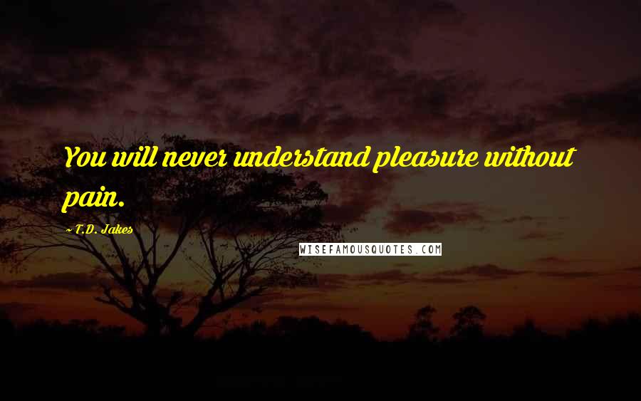 T.D. Jakes Quotes: You will never understand pleasure without pain.