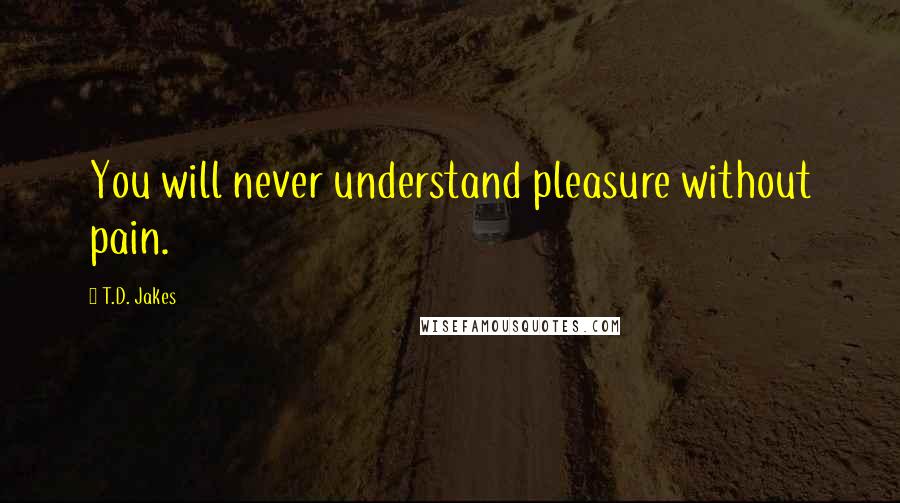 T.D. Jakes Quotes: You will never understand pleasure without pain.