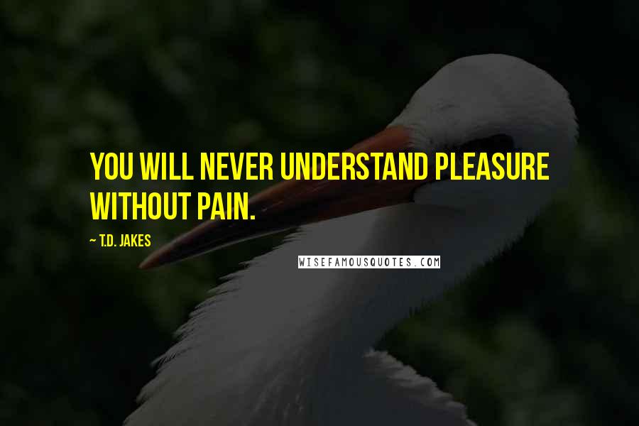 T.D. Jakes Quotes: You will never understand pleasure without pain.