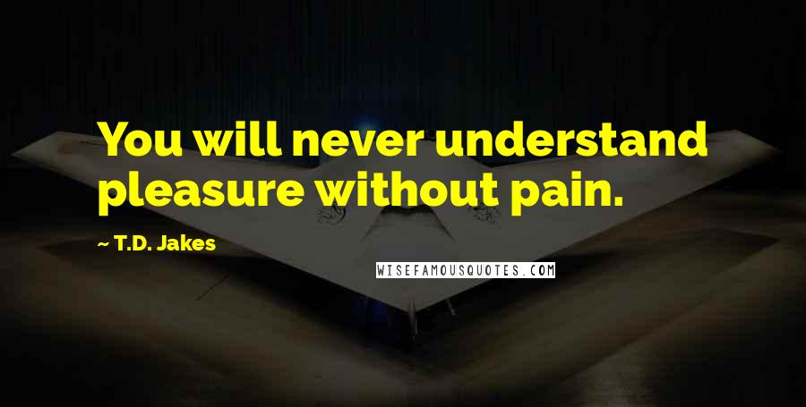 T.D. Jakes Quotes: You will never understand pleasure without pain.