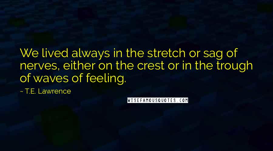 T.E. Lawrence Quotes: We lived always in the stretch or sag of nerves, either on the crest or in the trough of waves of feeling.