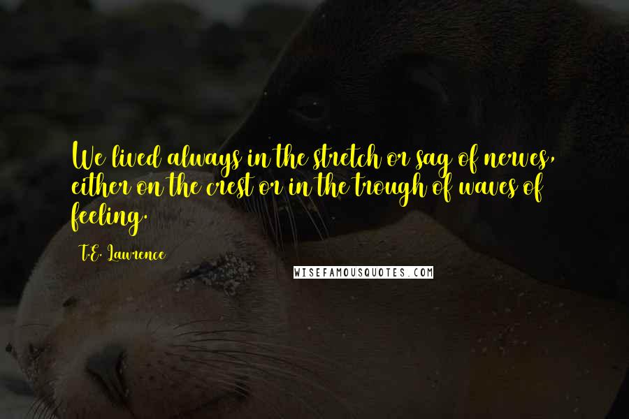 T.E. Lawrence Quotes: We lived always in the stretch or sag of nerves, either on the crest or in the trough of waves of feeling.