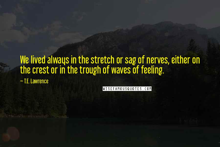 T.E. Lawrence Quotes: We lived always in the stretch or sag of nerves, either on the crest or in the trough of waves of feeling.