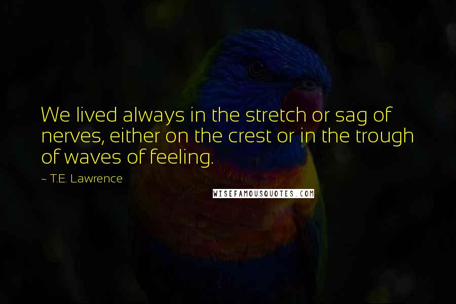 T.E. Lawrence Quotes: We lived always in the stretch or sag of nerves, either on the crest or in the trough of waves of feeling.