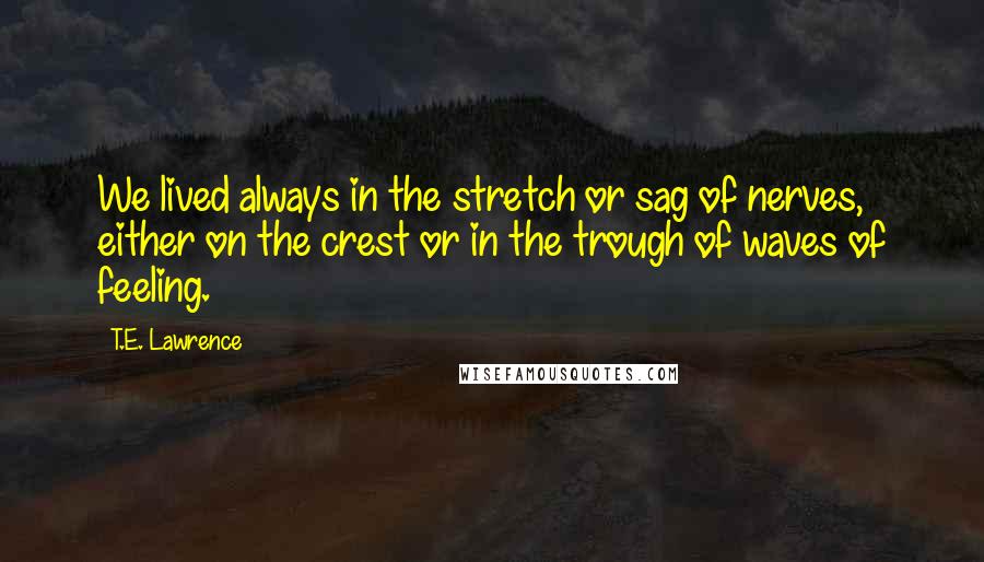 T.E. Lawrence Quotes: We lived always in the stretch or sag of nerves, either on the crest or in the trough of waves of feeling.