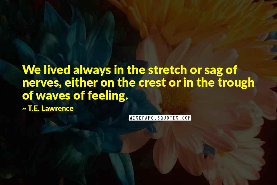 T.E. Lawrence Quotes: We lived always in the stretch or sag of nerves, either on the crest or in the trough of waves of feeling.