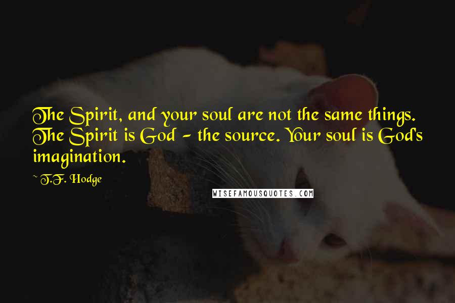 T.F. Hodge Quotes: The Spirit, and your soul are not the same things. The Spirit is God - the source. Your soul is God's imagination.