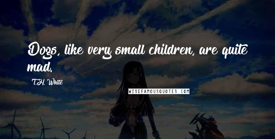 T.H. White Quotes: Dogs, like very small children, are quite mad.