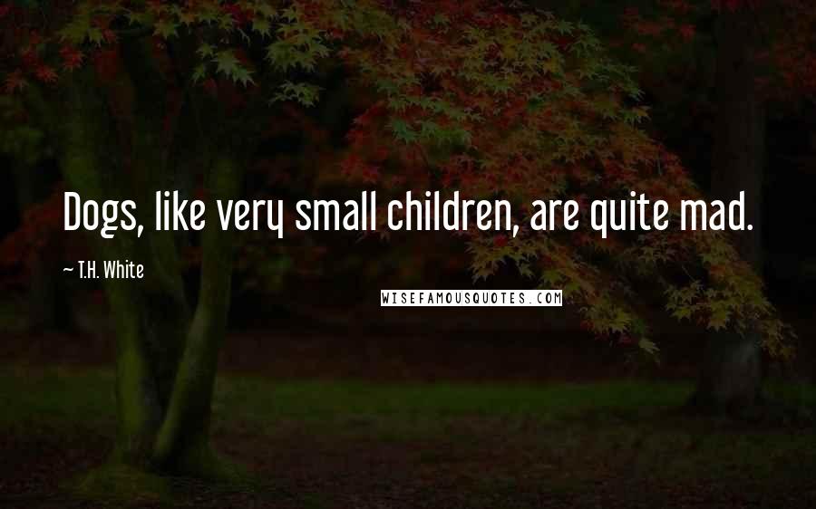 T.H. White Quotes: Dogs, like very small children, are quite mad.