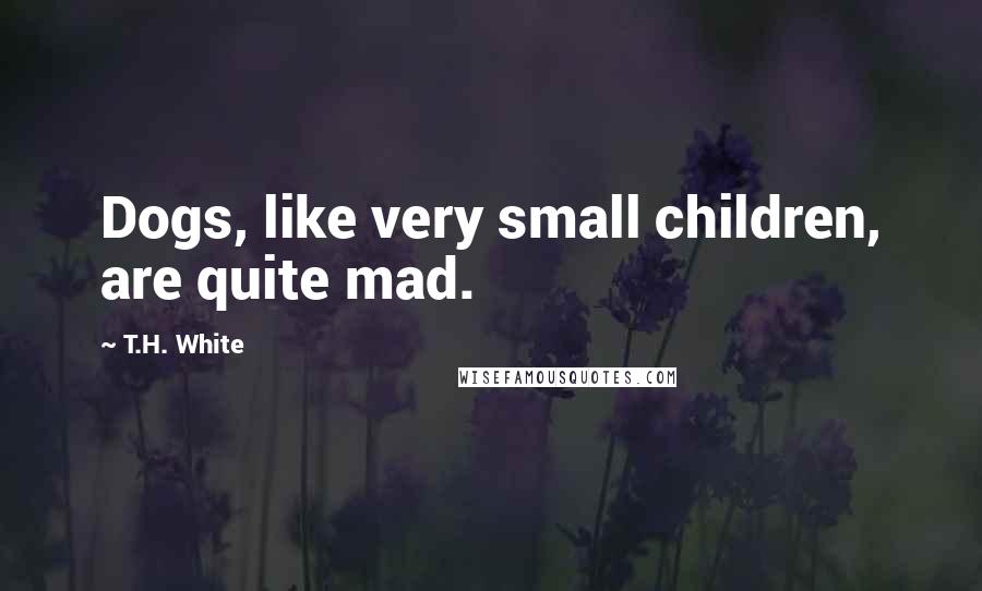 T.H. White Quotes: Dogs, like very small children, are quite mad.