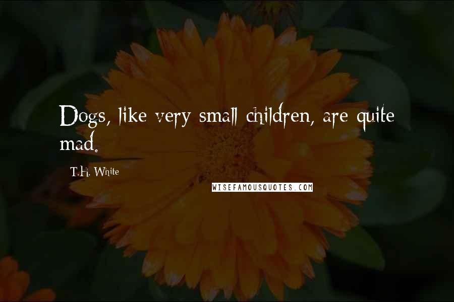 T.H. White Quotes: Dogs, like very small children, are quite mad.