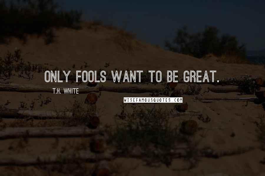 T.H. White Quotes: Only fools want to be great.