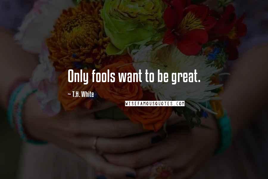 T.H. White Quotes: Only fools want to be great.