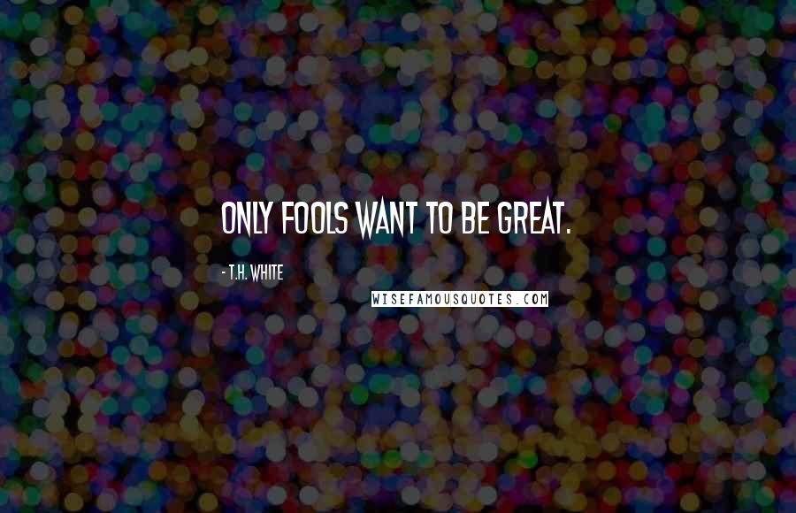 T.H. White Quotes: Only fools want to be great.