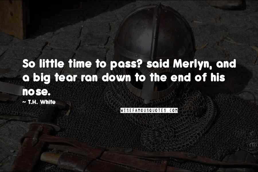 T.H. White Quotes: So little time to pass? said Merlyn, and a big tear ran down to the end of his nose.