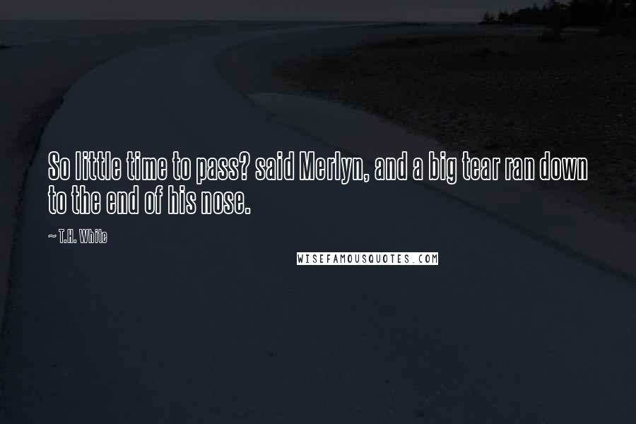 T.H. White Quotes: So little time to pass? said Merlyn, and a big tear ran down to the end of his nose.