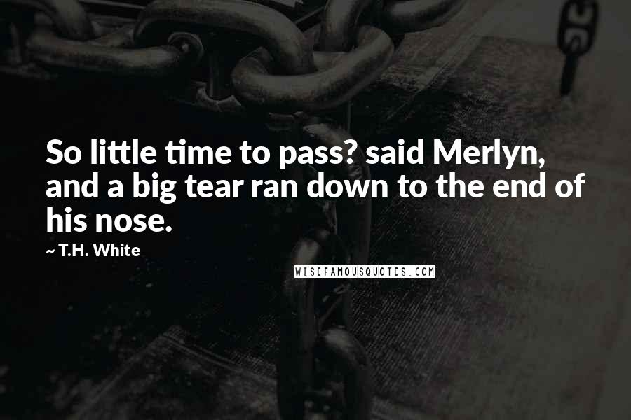 T.H. White Quotes: So little time to pass? said Merlyn, and a big tear ran down to the end of his nose.