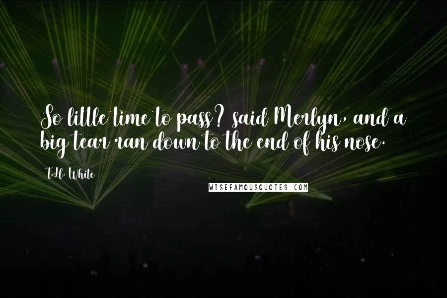 T.H. White Quotes: So little time to pass? said Merlyn, and a big tear ran down to the end of his nose.