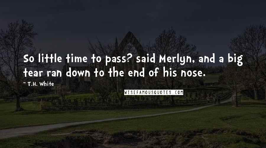 T.H. White Quotes: So little time to pass? said Merlyn, and a big tear ran down to the end of his nose.