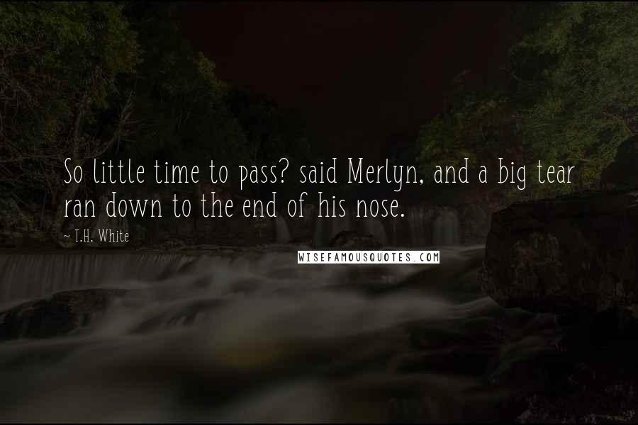 T.H. White Quotes: So little time to pass? said Merlyn, and a big tear ran down to the end of his nose.