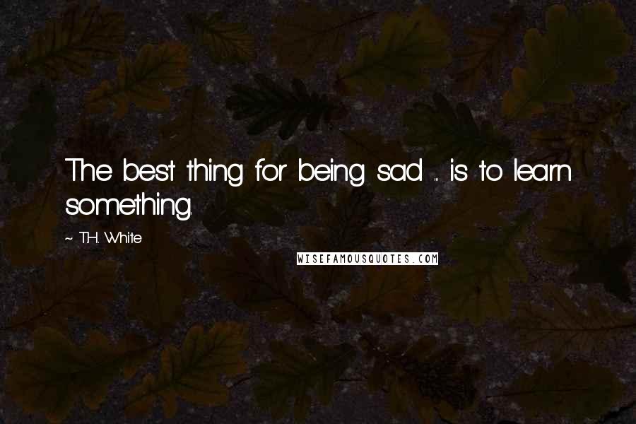 T.H. White Quotes: The best thing for being sad ... is to learn something.