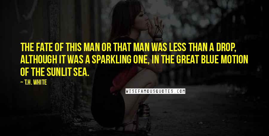 T.H. White Quotes: The fate of this man or that man was less than a drop, although it was a sparkling one, in the great blue motion of the sunlit sea.