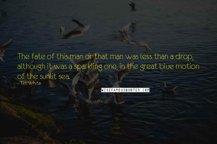 T.H. White Quotes: The fate of this man or that man was less than a drop, although it was a sparkling one, in the great blue motion of the sunlit sea.