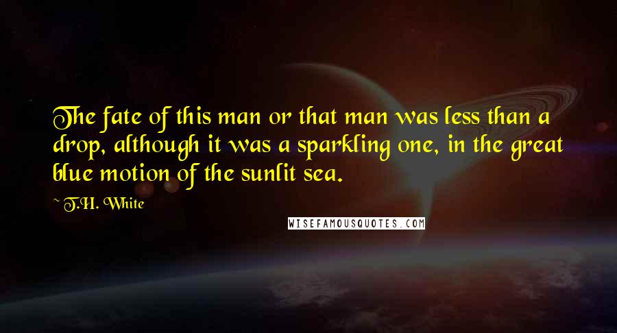 T.H. White Quotes: The fate of this man or that man was less than a drop, although it was a sparkling one, in the great blue motion of the sunlit sea.