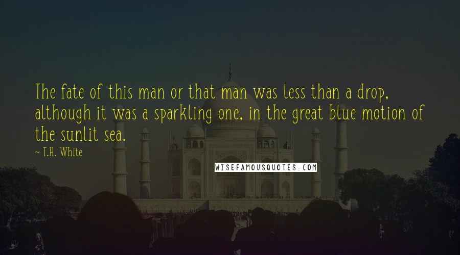 T.H. White Quotes: The fate of this man or that man was less than a drop, although it was a sparkling one, in the great blue motion of the sunlit sea.