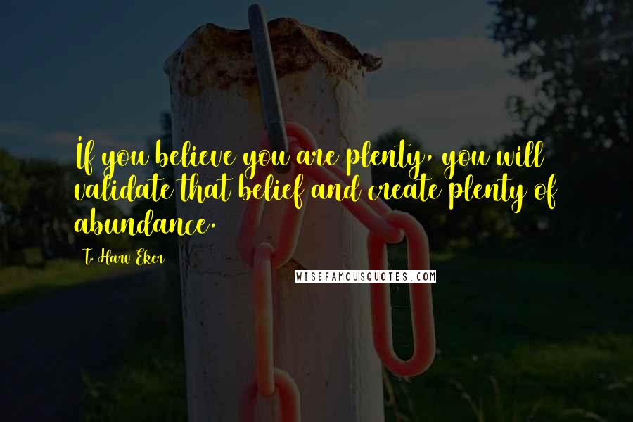 T. Harv Eker Quotes: If you believe you are plenty, you will validate that belief and create plenty of abundance.