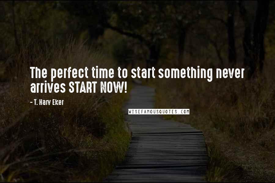 T. Harv Eker Quotes: The perfect time to start something never arrives START NOW!