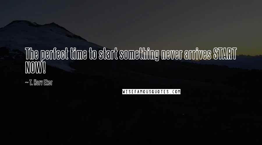 T. Harv Eker Quotes: The perfect time to start something never arrives START NOW!
