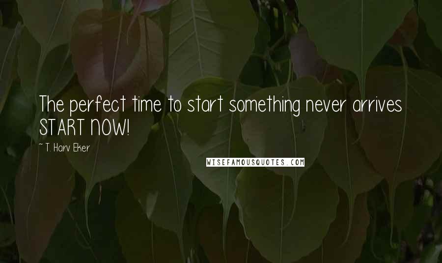 T. Harv Eker Quotes: The perfect time to start something never arrives START NOW!