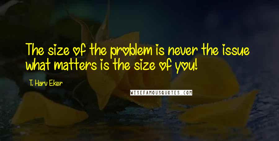 T. Harv Eker Quotes: The size of the problem is never the issue  what matters is the size of you!