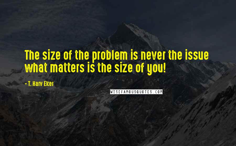 T. Harv Eker Quotes: The size of the problem is never the issue  what matters is the size of you!