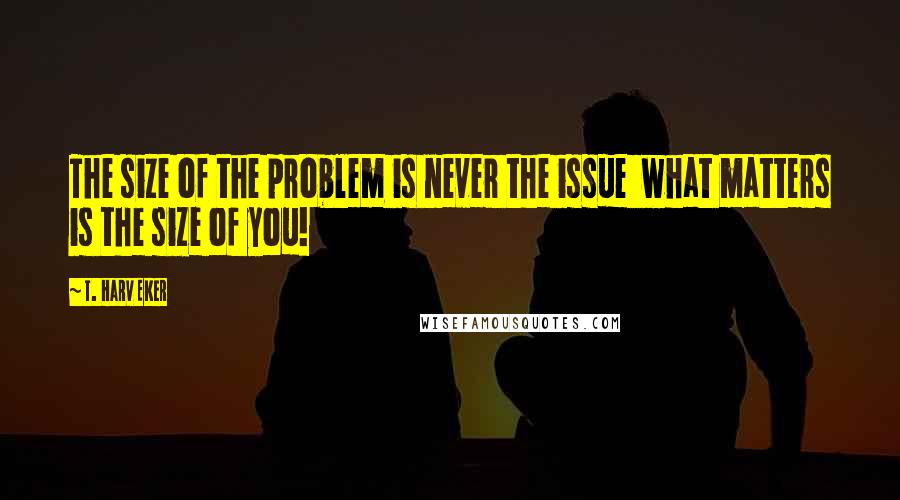 T. Harv Eker Quotes: The size of the problem is never the issue  what matters is the size of you!