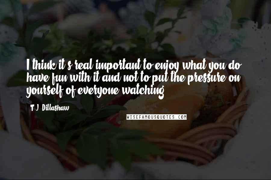 T.J. Dillashaw Quotes: I think it's real important to enjoy what you do, have fun with it and not to put the pressure on yourself of everyone watching.