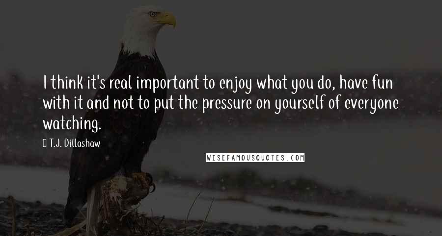 T.J. Dillashaw Quotes: I think it's real important to enjoy what you do, have fun with it and not to put the pressure on yourself of everyone watching.