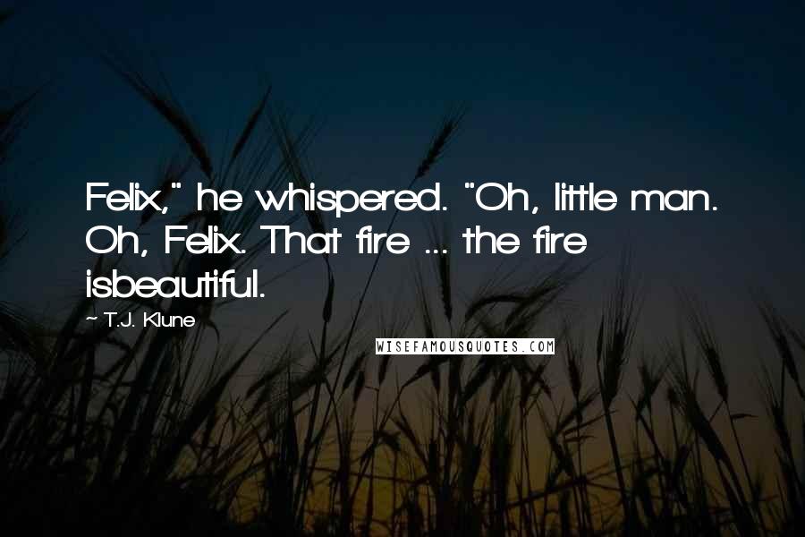 T.J. Klune Quotes: Felix," he whispered. "Oh, little man. Oh, Felix. That fire ... the fire isbeautiful.