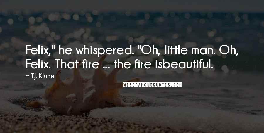 T.J. Klune Quotes: Felix," he whispered. "Oh, little man. Oh, Felix. That fire ... the fire isbeautiful.