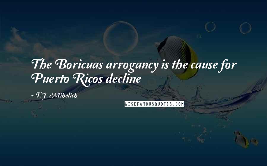 T.J. Mihelich Quotes: The Boricuas arrogancy is the cause for Puerto Ricos decline