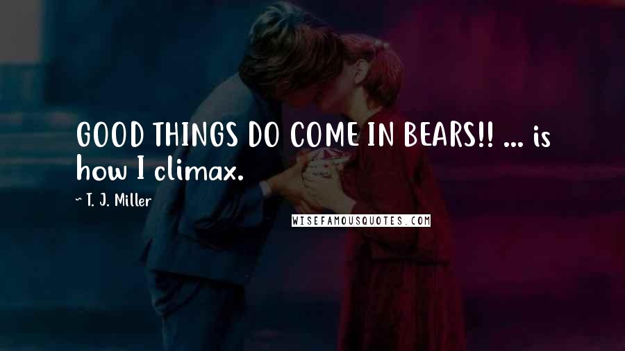 T. J. Miller Quotes: GOOD THINGS DO COME IN BEARS!! ... is how I climax.