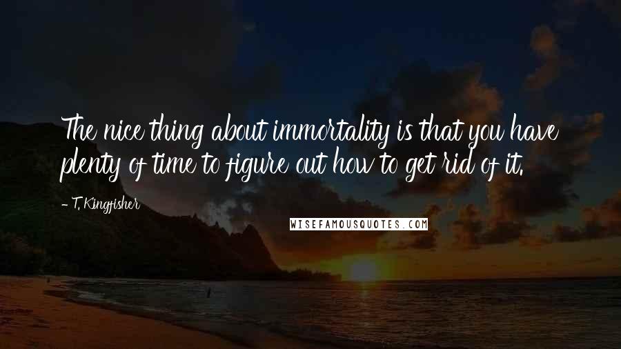 T. Kingfisher Quotes: The nice thing about immortality is that you have plenty of time to figure out how to get rid of it.