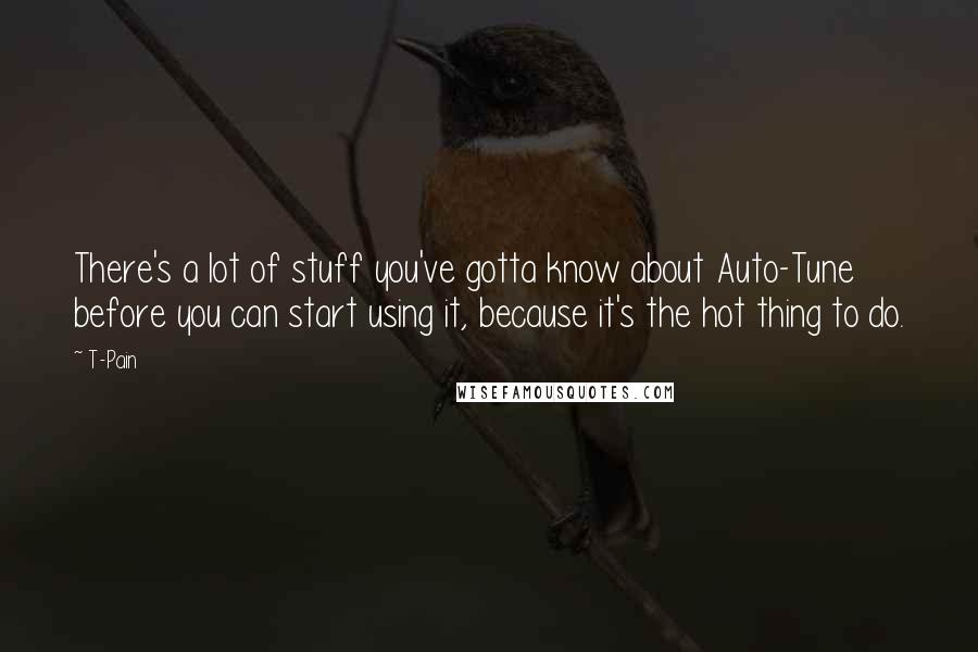 T-Pain Quotes: There's a lot of stuff you've gotta know about Auto-Tune before you can start using it, because it's the hot thing to do.