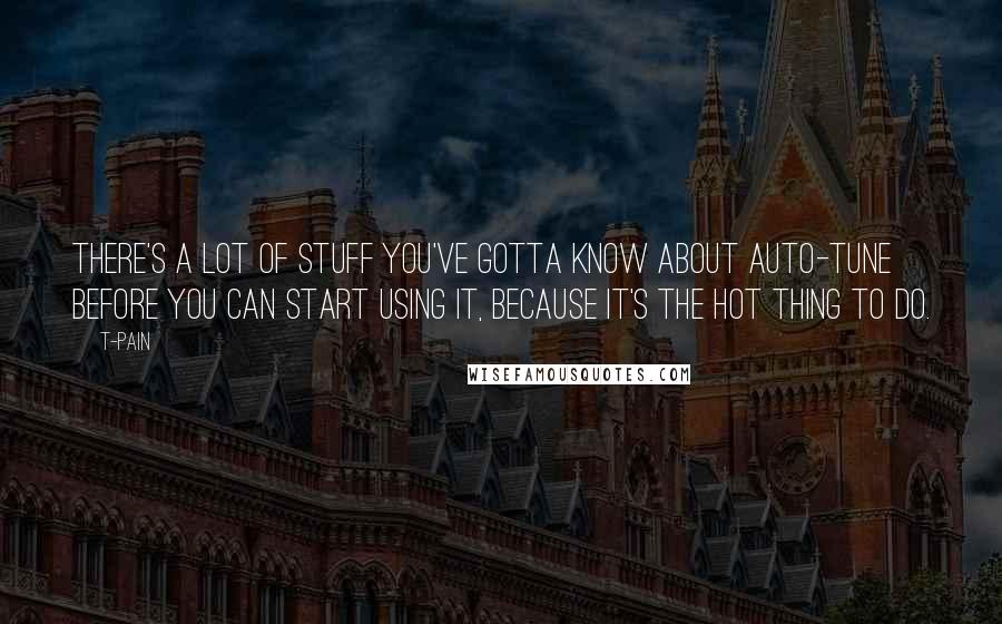 T-Pain Quotes: There's a lot of stuff you've gotta know about Auto-Tune before you can start using it, because it's the hot thing to do.