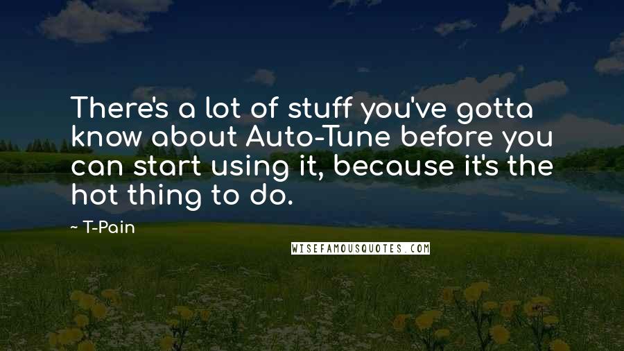 T-Pain Quotes: There's a lot of stuff you've gotta know about Auto-Tune before you can start using it, because it's the hot thing to do.