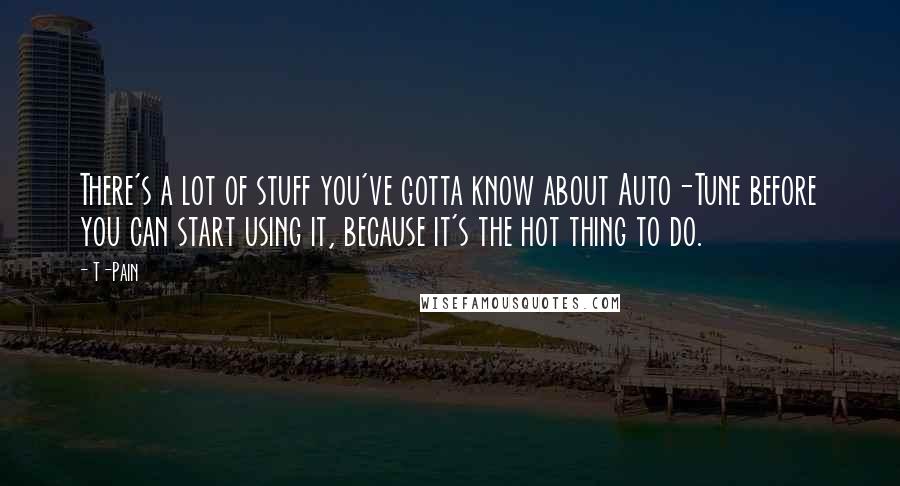 T-Pain Quotes: There's a lot of stuff you've gotta know about Auto-Tune before you can start using it, because it's the hot thing to do.