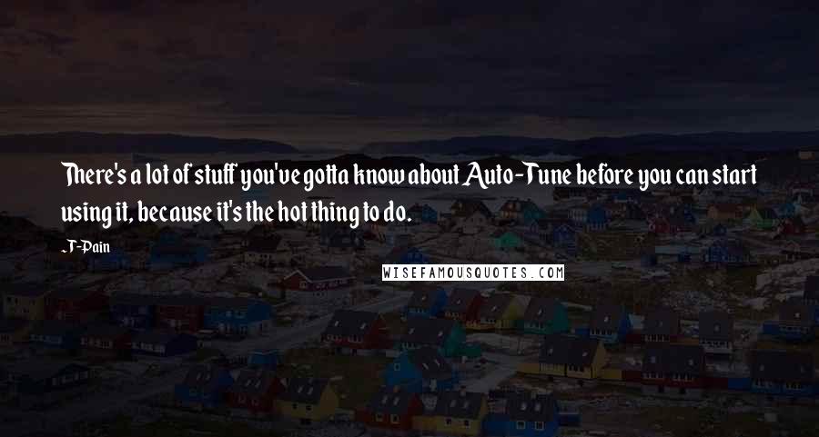 T-Pain Quotes: There's a lot of stuff you've gotta know about Auto-Tune before you can start using it, because it's the hot thing to do.